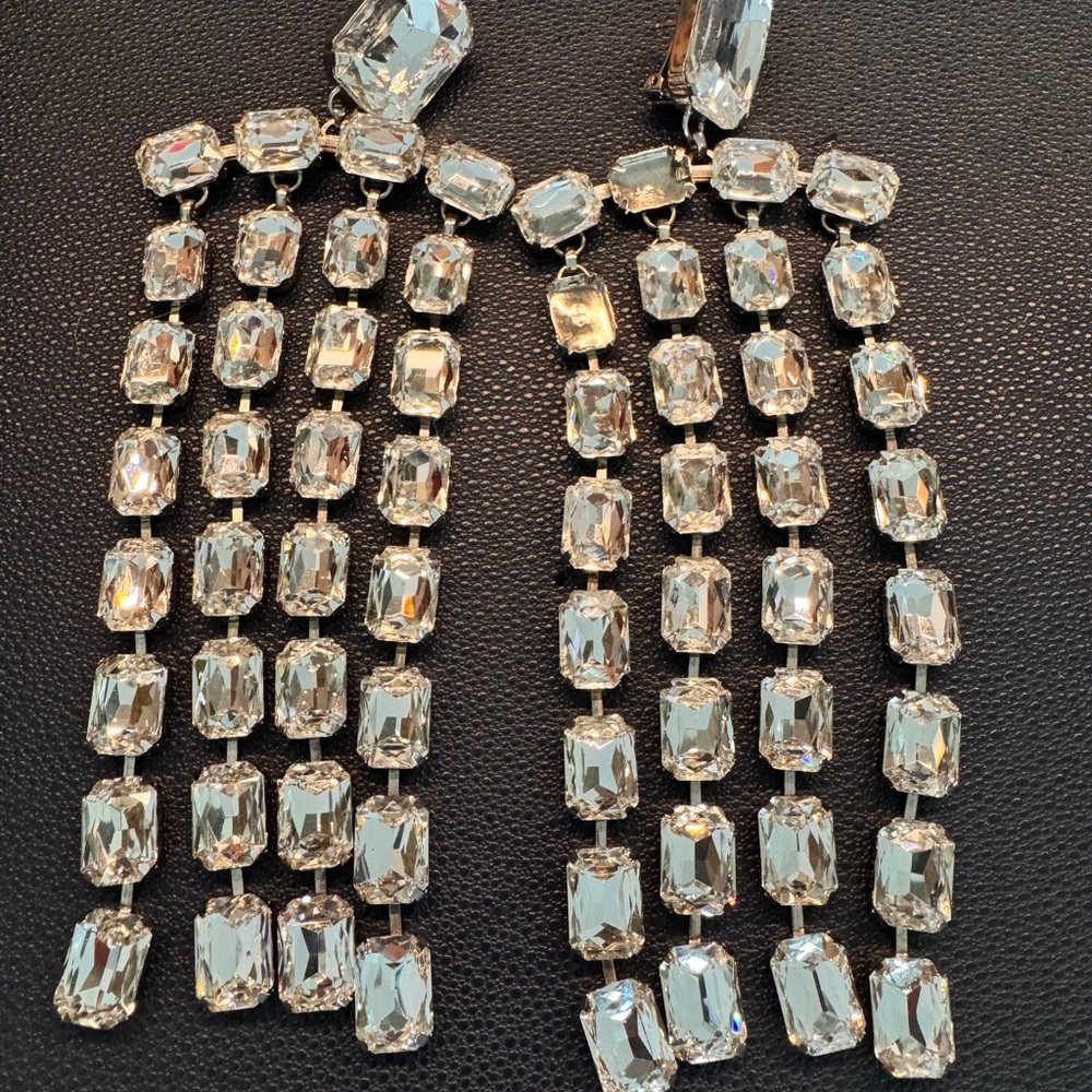 Area Silver Crystal Statement Earrings - image 2